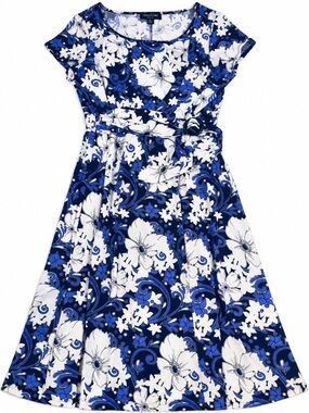 Perceptions New York Blue Floral Midi Dress XL
